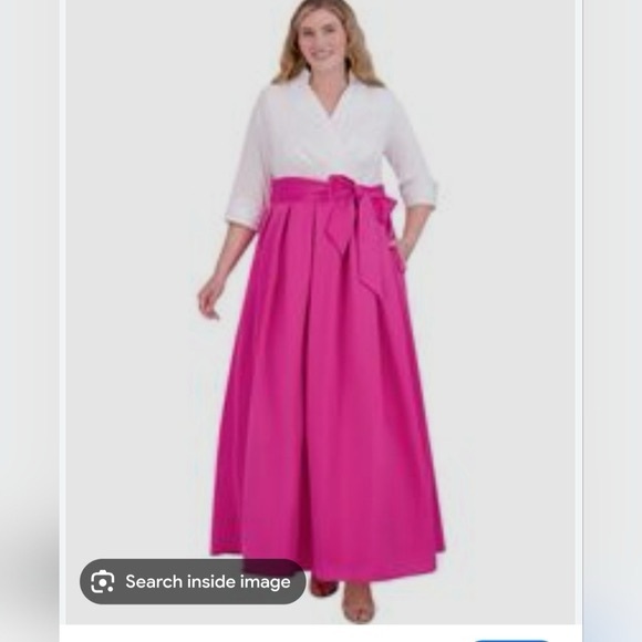 🩷Jessica Howard-  Collared V-Neck Tie Sash Ball Gown🩷 PRISTINE CONDITION🩷🩷🩷 - Picture 8 of 8